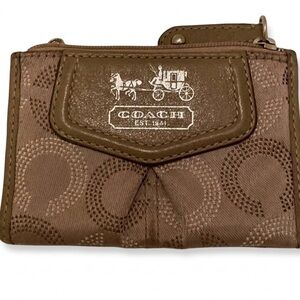 Coach Tan and Gold Signature Wallet